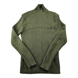 Alfani Ribbed Knit Sweater Women's Medium Green‎ Classic Long Sleeve Turtleneck